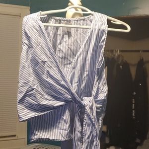 Baby blue and white top